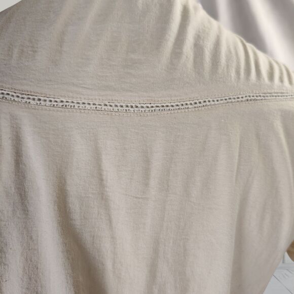 Naf Naf Ivory Cotton Top Size L Pintucks Crochet Lace Trim - Picture 11 of 14